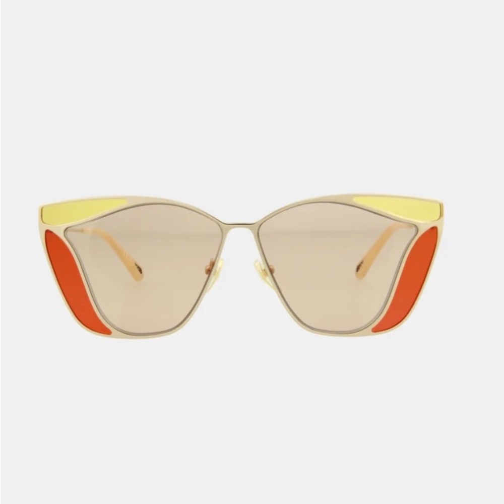 Chloé Sunglasses Gold Cat Eye Frame Dark Brown Lens CH0049S - Picture 5 of 12